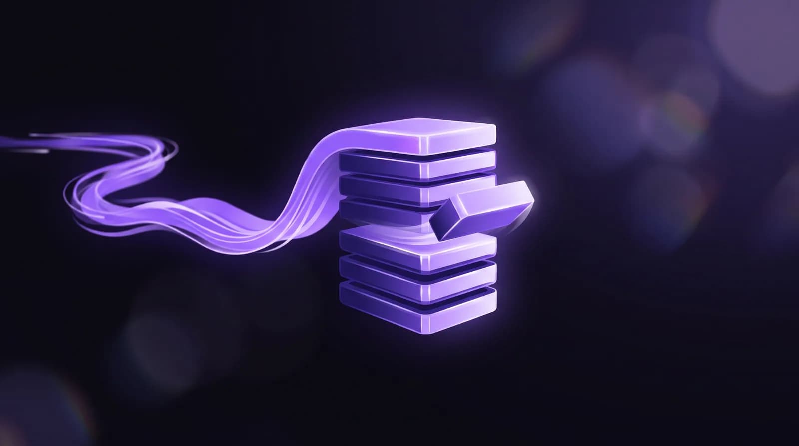 A continuous ribbon of motion resolving into a stack of separable segments, with one segment lifted out and re-seated.