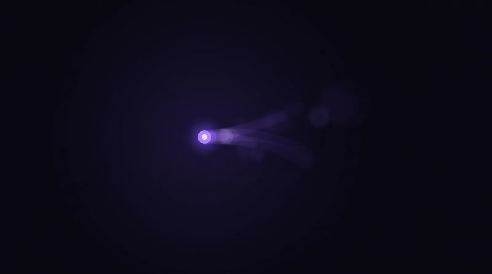 A single point of light drifting a hair to one side and back on a slow, patient interval against a dark field.